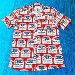 Budweiser Mens XL casual button up short sleeve shirt